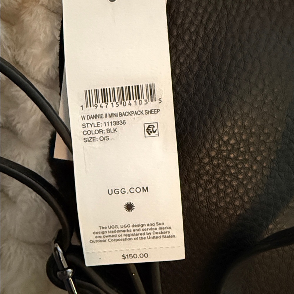 UGG Black Shearling Women's Backpack with duster. - Picture 4 of 7